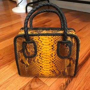 Snakeskin bag yellow and unique great for summer!